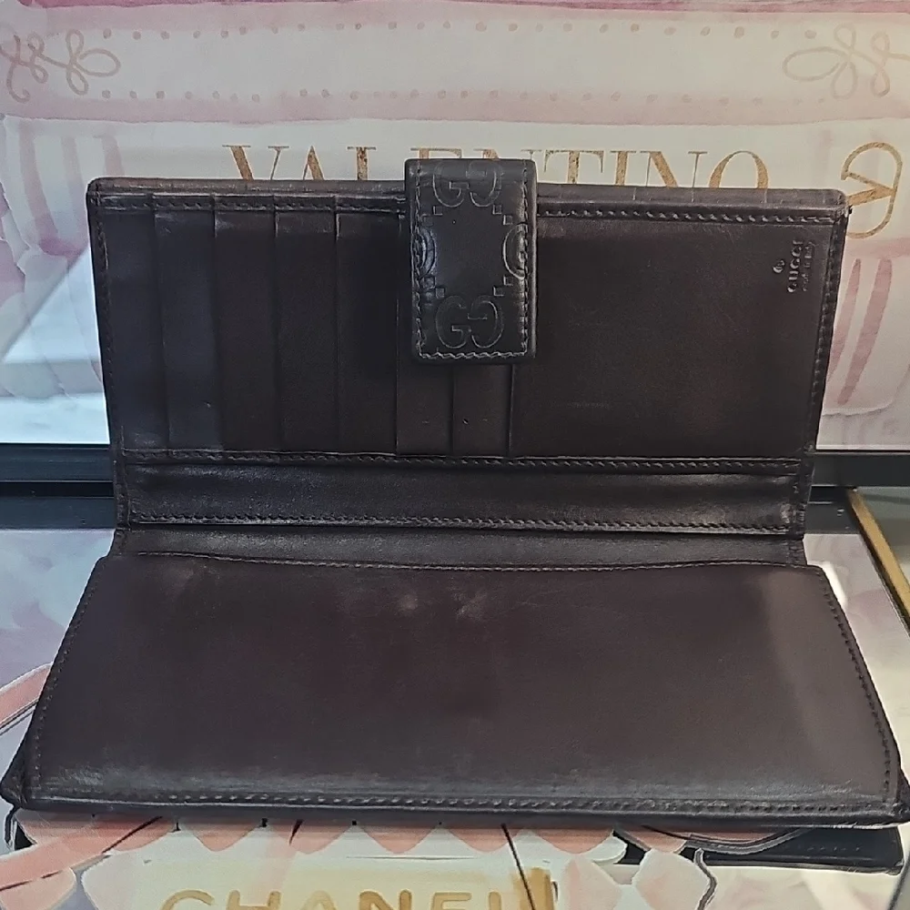 Gucci Guccissima‎ GG Long Wallet Handbag Leather Wristlet Crossbody - Picture 3 of 7